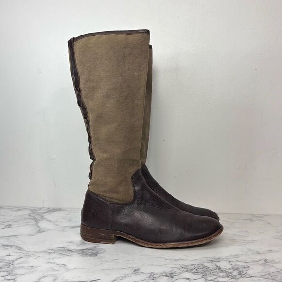 Frye Melissa Canvas & Leather Boots 6.5 - Picture 1 of 9